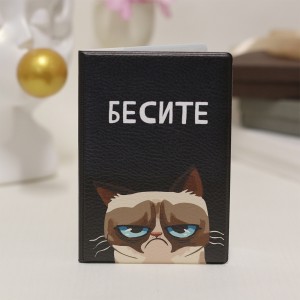 Обложка для паспорта Экокожа с котом Бесите