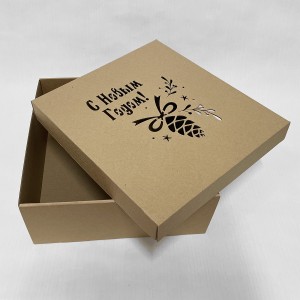 Подарочная новогодняя коробка крафт с вырубкой Шишки