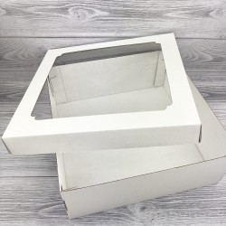 Белая коробка с прозрачной крышкой 30х30х12