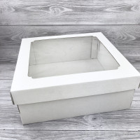 Белая коробка с прозрачной крышкой 30х30х12