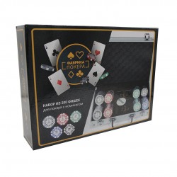 Настольная игра Фабрика Покера: Набор из 200 фишек для покера с номиналом в серебристом кейсе