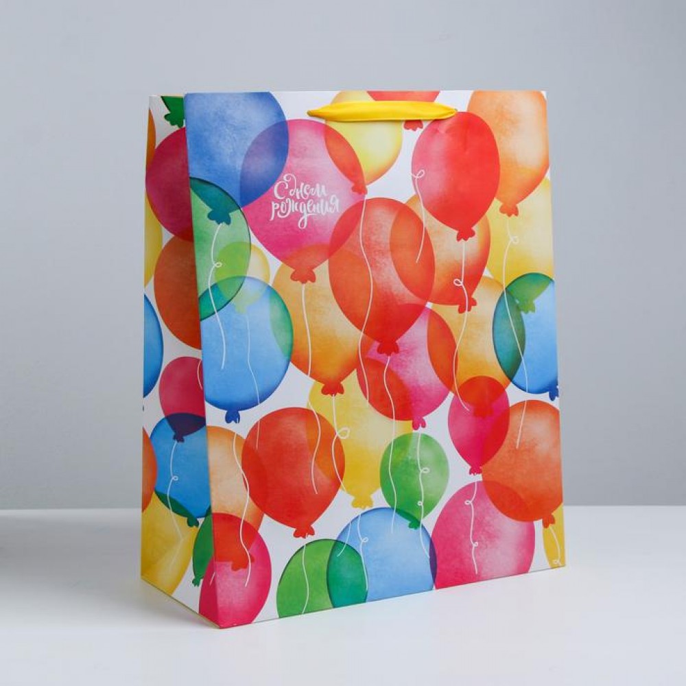 Большой подарочный пакет «Воздушные шары» XL 40 × 49 × 19 см