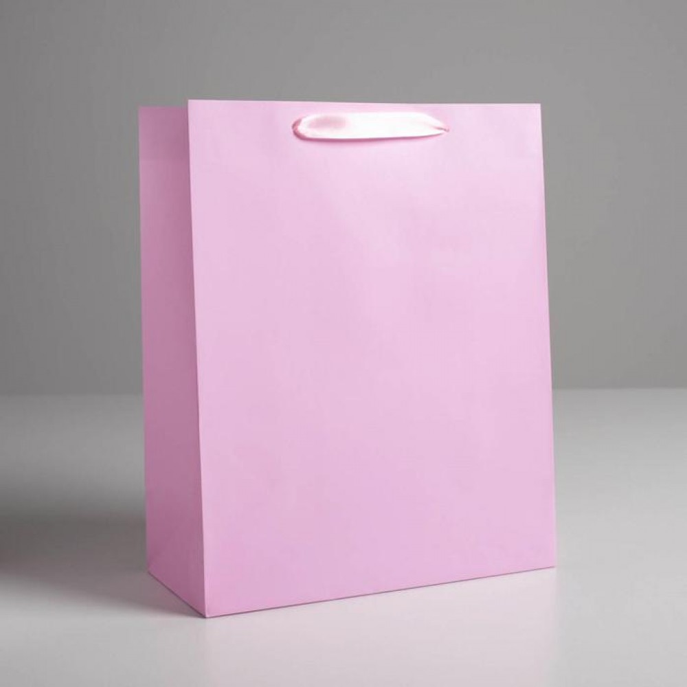 Пакет подарочный однотонный «Розовый» 26 х 32 х 12  см