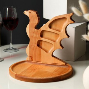 Подарочный набор деревянной посуды «Дракон 2024» доска для подачи и менажница