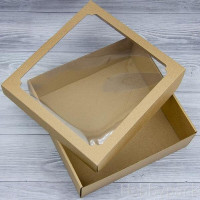 Подарочная крафт коробка с прозрачной крышкой