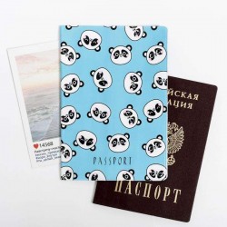Обложка на паспорт «Панды» (голубая)
