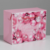 Пакет-коробка «Розовые шары» 23 × 18 × 11 см