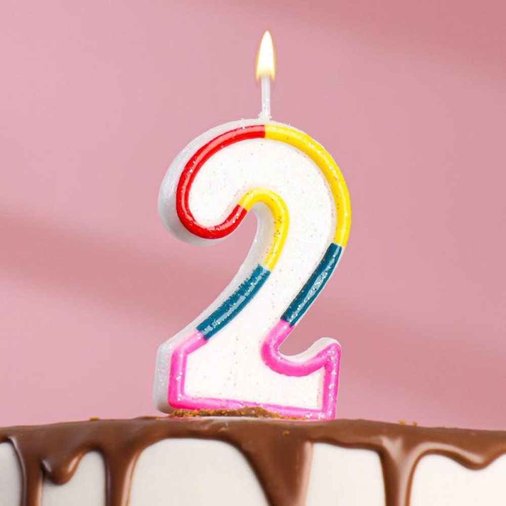 Свеча для торта цифра «2» , 7 см