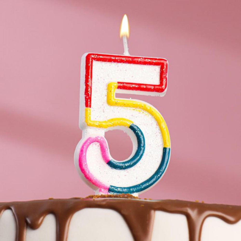 Свеча для торта цифра «5» , 7 см
