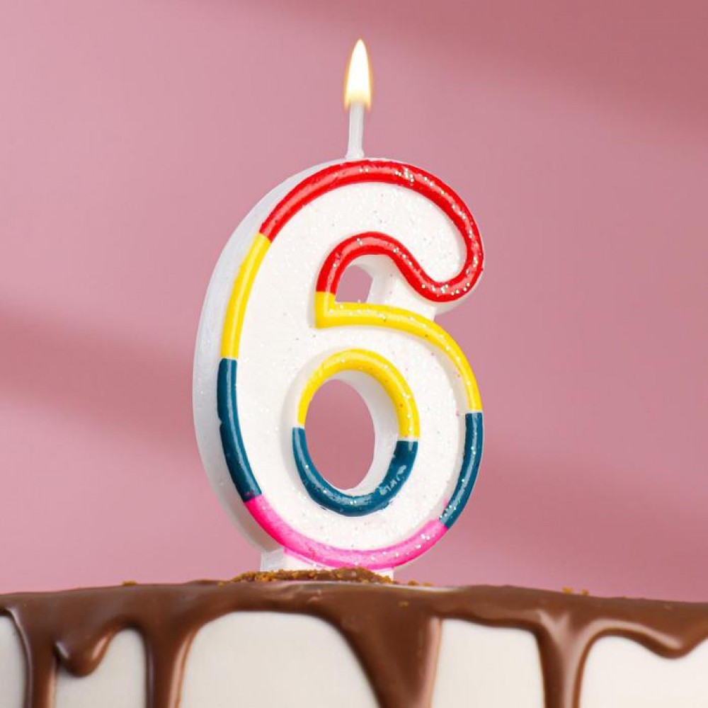 Свеча для торта цифра «6» , 7 см