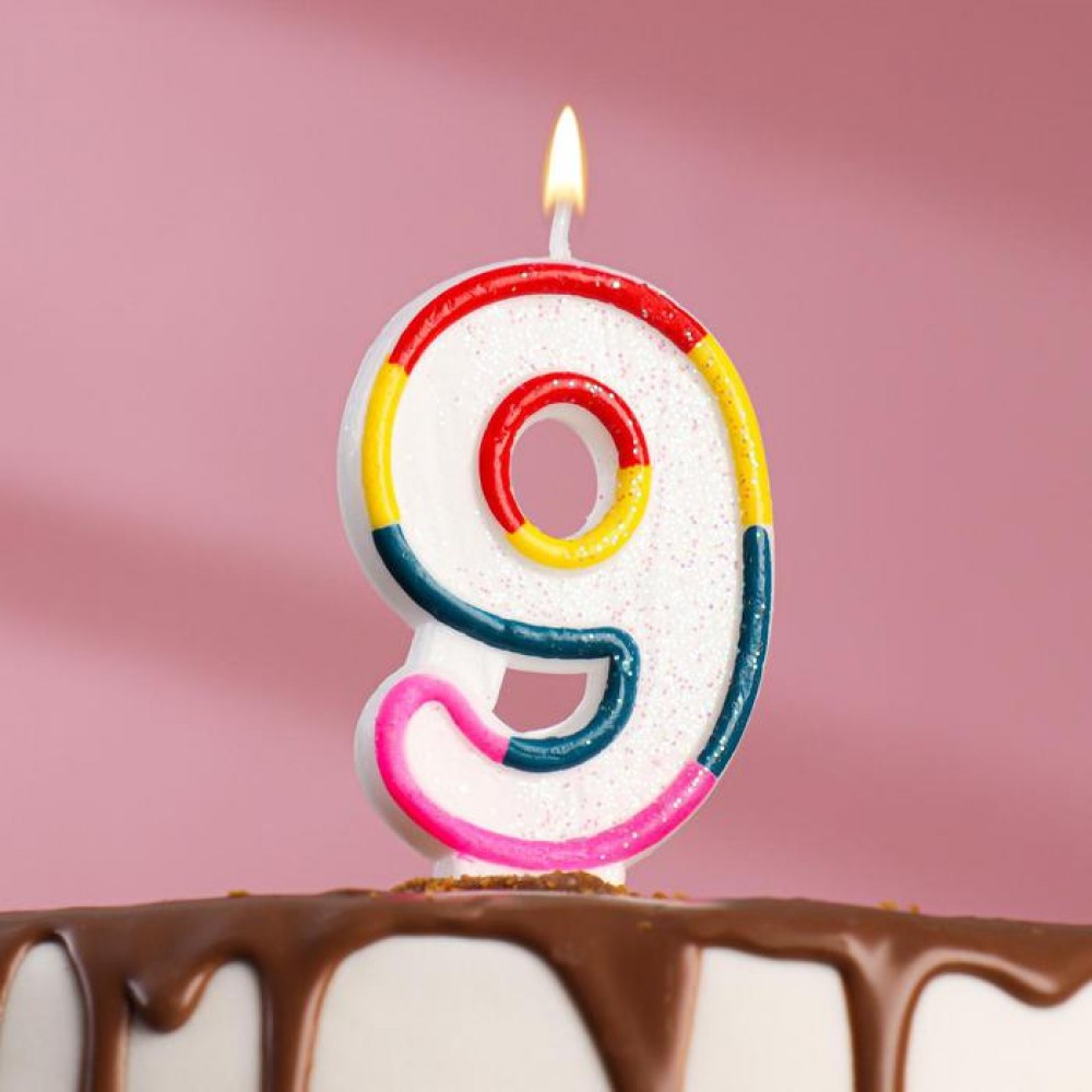 Свеча для торта цифра «9» , 7 см