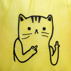 Желтый дождевик-плащ «Мой лук - мои правила. Котик с факами»