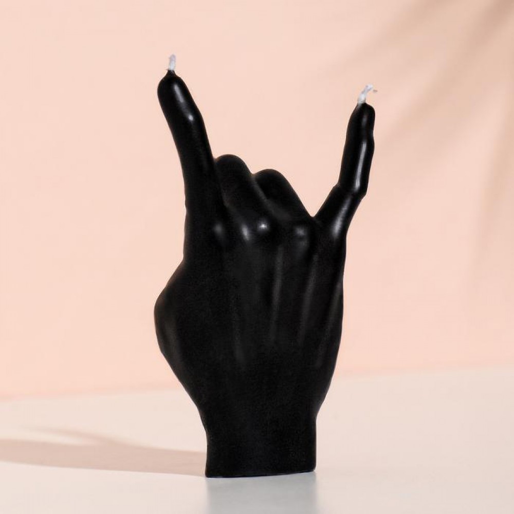 Свеча фигурная «Рука Rock» черная